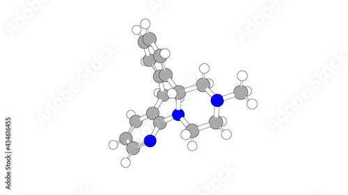 360º realistic 3D view of Mirtazapine as a seamless loop over a white opaque background with alpha mask. Also called remeron and mepirzepine. photo