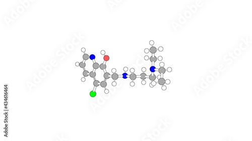 360º realistic 3D view of Clamoxyquin as a seamless loop over a white opaque background with alpha mask. Also called clamoxyquine and jun13fz6rf.