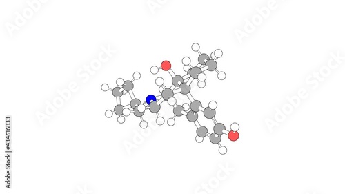 360º realistic 3D view of Butorphanol as a seamless loop over a white opaque background with alpha mask. Also called butorfanol and butorphanol tartrate.