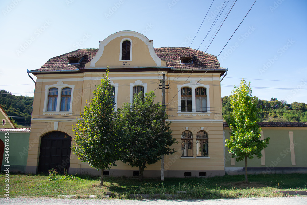 Fototapeta premium Old building in Copsa Mare, Sibiu county, September 2020,Romania