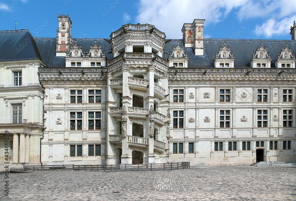 Blois Royal Castle, France. The main spiral staircase, presumably designed by Leonardo da Vinci 