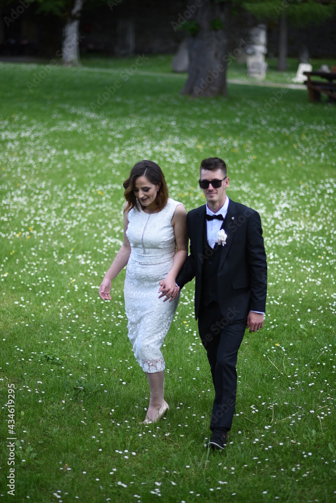 Beautiful wedding couple, Luxury married wedding couple, bride and groom posing in old city