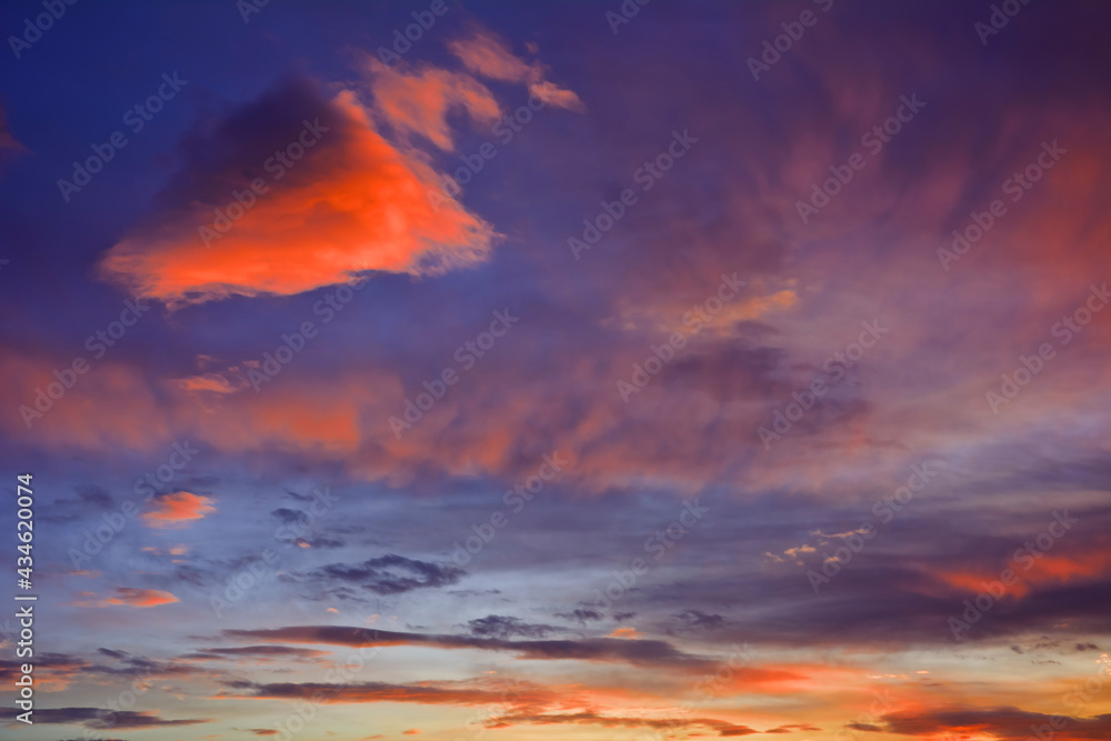 Beautiful multi-colored clouds before sunrise 
