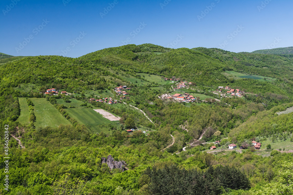 View on the village on the side of the mountain in Serbia