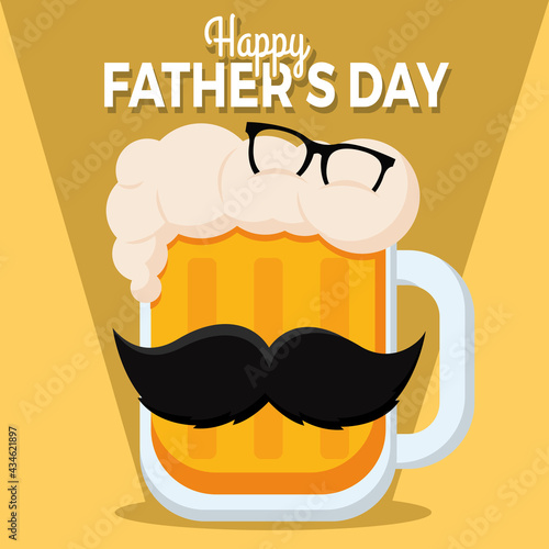 Isolated beer glass with a mustache Father day