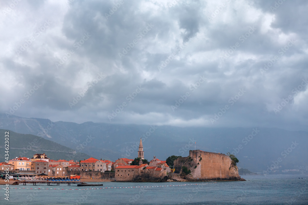 Budva old town in the stormy weather