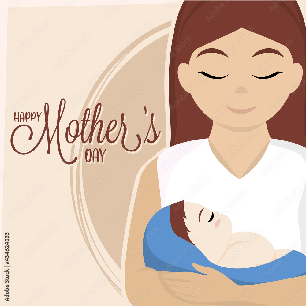 Mother carrying her son Mother day poster Vector Mother carrying her son Mother day poster Vector