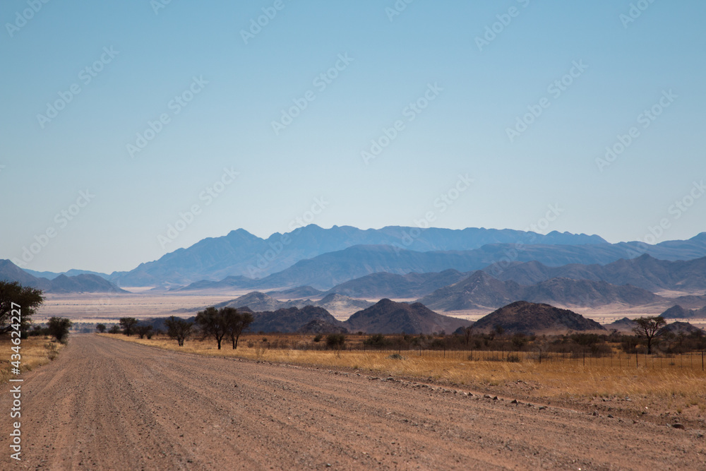 Fototapeta premium gravel road leading to sossusvlei in namibia