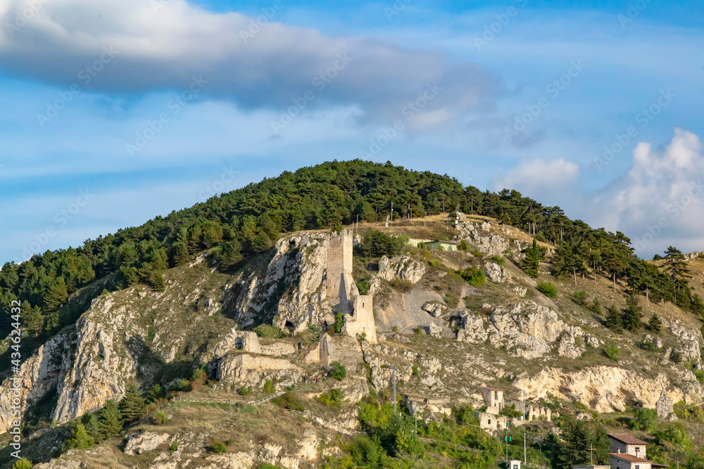 Ruins of an ancient castle under Appennines in Abruzzo, Italy Ruins of an ancient castle under Appennines in Abruzzo, Italy