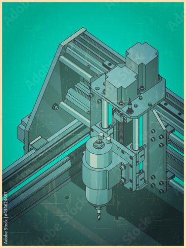 CNC machine for 3D carving retro poster style