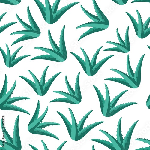 Seamless pattern with the image of aloe. Design for decor, textiles, paper, packaging. Vector illustration.