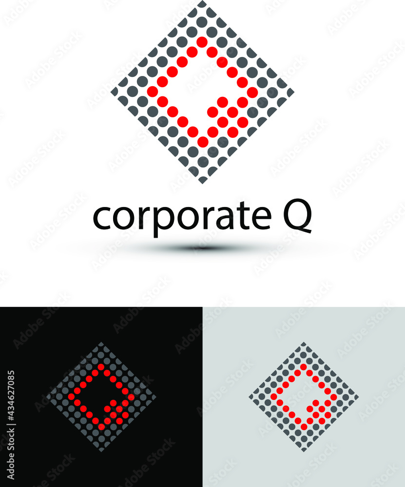 abstract Q letter logo with dots in a square. Dots Letter Design Vector with circles. abstract Q letter logo with dots in a square. Dots Letter Design Vector with circles.