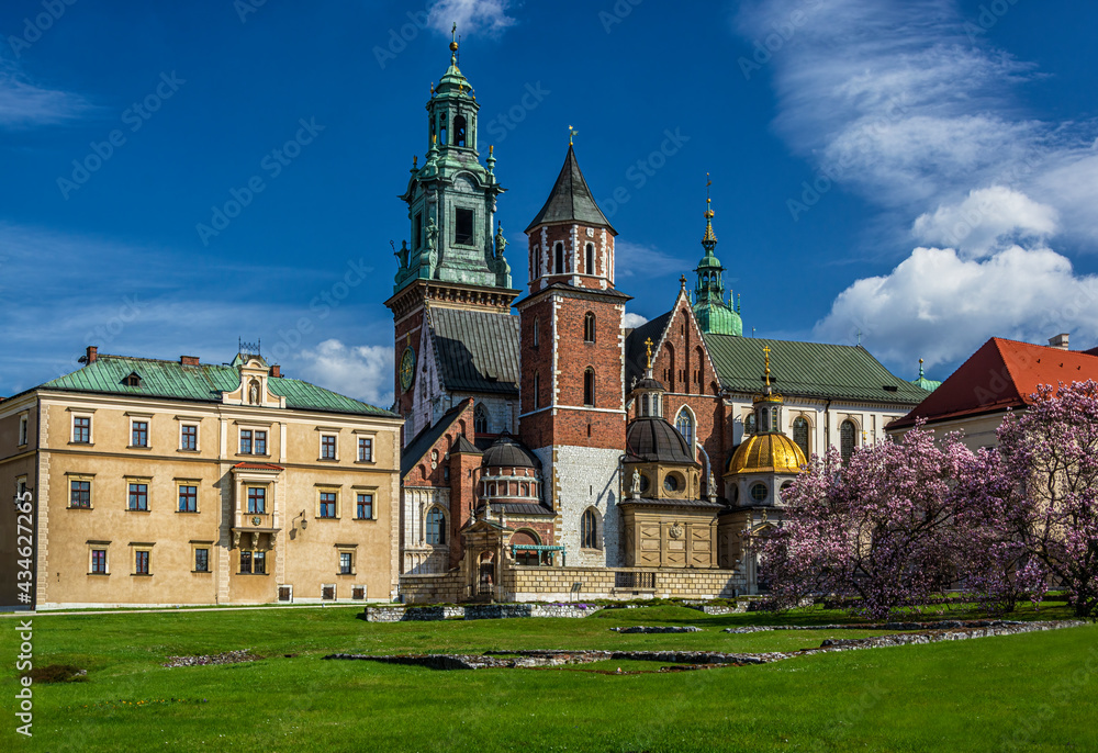 Spring on Wawel Castle in Krakow, Poland