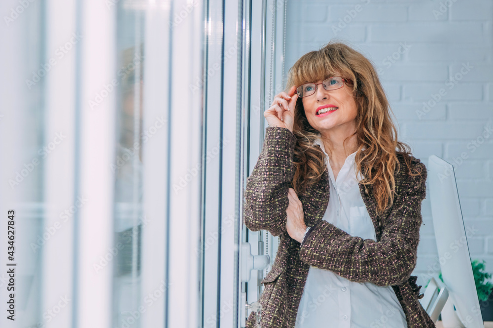 Fototapeta premium business woman at office window