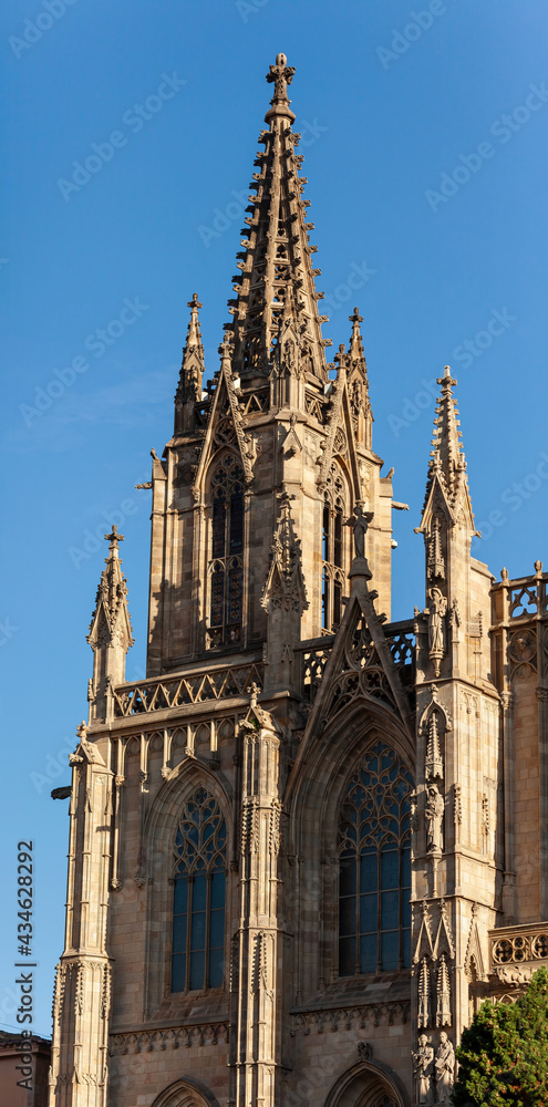 Cathedral of the Holy Cross and Saint Eulalia in Barri Gothic Quarter in Barcelona, Catalonia, Spain Cathedral of the Holy Cross and Saint Eulalia in Barri Gothic Quarter in Barcelona, Catalonia, Spain
