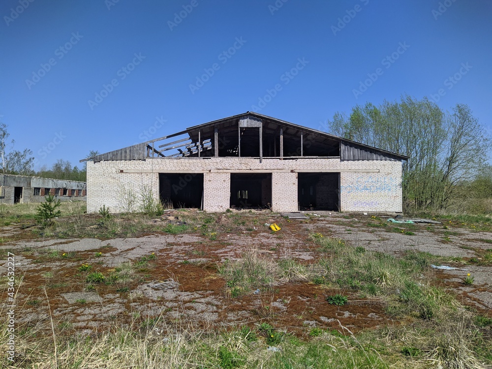 old ruined and abandoned farm outside view at daytime old ruined and abandoned farm outside view at daytime