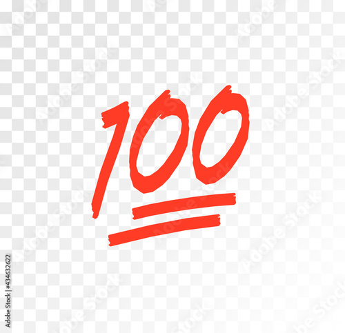 100 hundred emoticon vector icon. 100 emoji score sticker