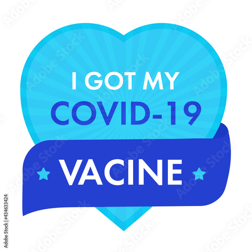 I got my covid19 vaccine. Heart-shaped sticker for printing