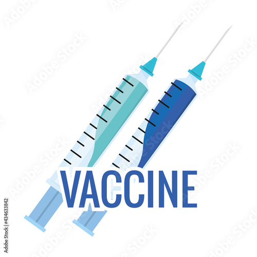 Covid-19 vaccine in a syringe Vaccination time - Vector