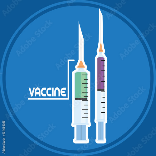 Covid-19 vaccine in a syringe Vaccination time - Vector