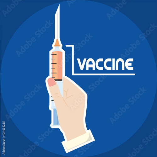 Covid-19 vaccine in a syringe Vaccination time - Vector
