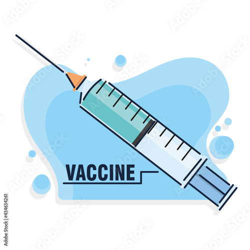Covid-19 vaccine in a syringe Vaccination time - Vector