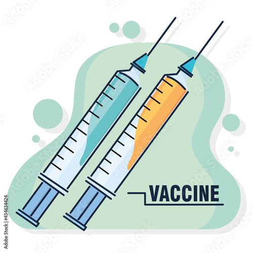 Covid-19 vaccine in a syringe Vaccination time - Vector