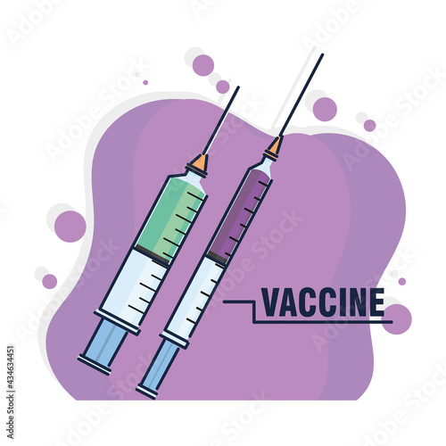 Covid-19 vaccine in a syringe Vaccination time - Vector