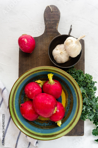 Cutting board with fresh vegetables