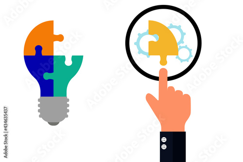 Brainstorming hand pointing out the missing piece