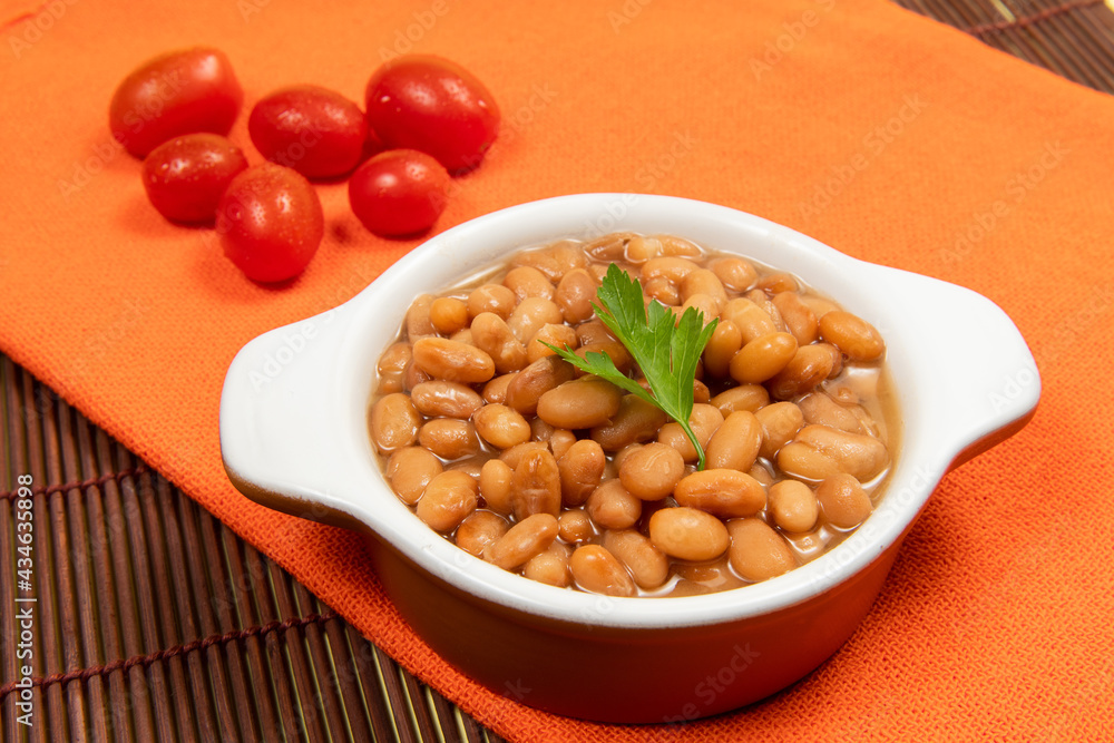 ceramic pot with cooked carioca beans ceramic pot with cooked carioca beans