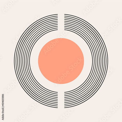 Abstract modern bohemian contemporary geometric minimal pattern art style. Wall line boho abstract shape arch