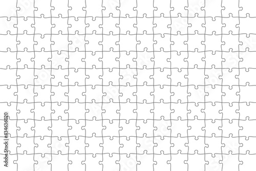 Jigsaw Puzzle 15x10 square piece template. Jigsaw puzzle grid vector stroke scheme