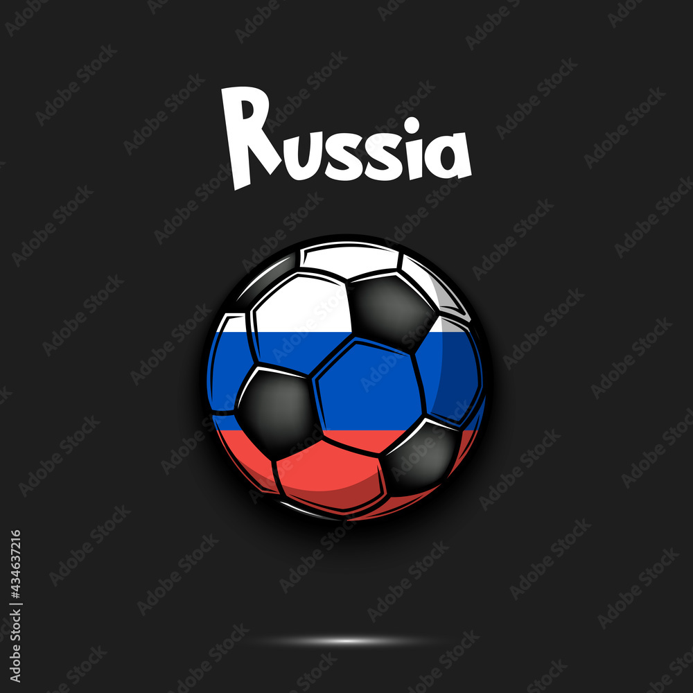 Soccer ball with Russia national flag colors