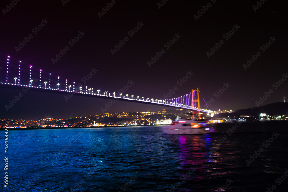 Fototapeta premium Sunset in Istanbul Blue Mosque panorama