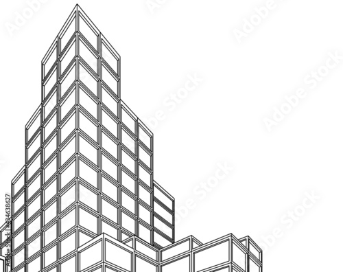 modern architecture drawing 3d illustration