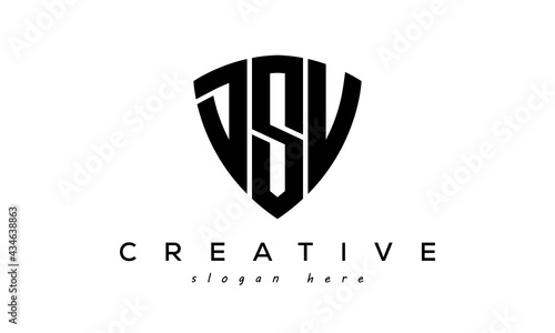 DSV letter creative logo with shield photo
