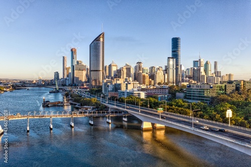 Brisbane City at Sunrise in Australia photo