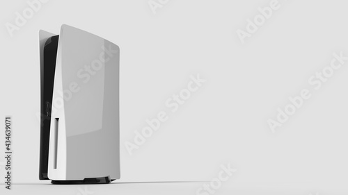 3d illustration render Video game console  similar to playstation 5 on white background.  photo