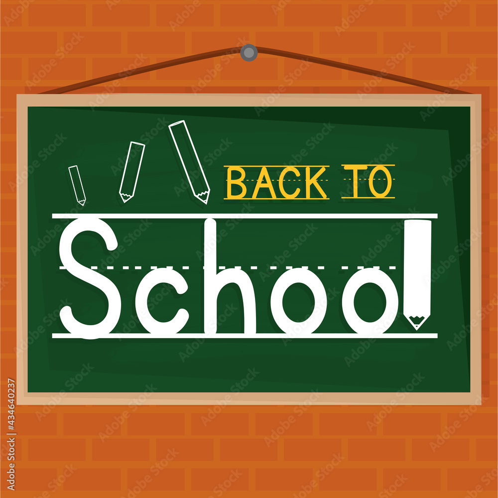 Back to school text in a chalkboard Vector illustration