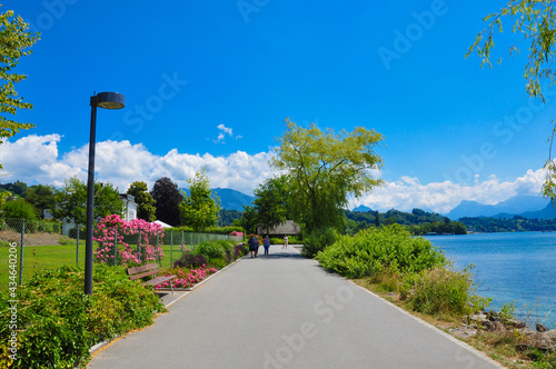 Walkway by the river in Luzern, Switzerland.