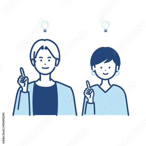 名案を閃く男女のイラスト素材