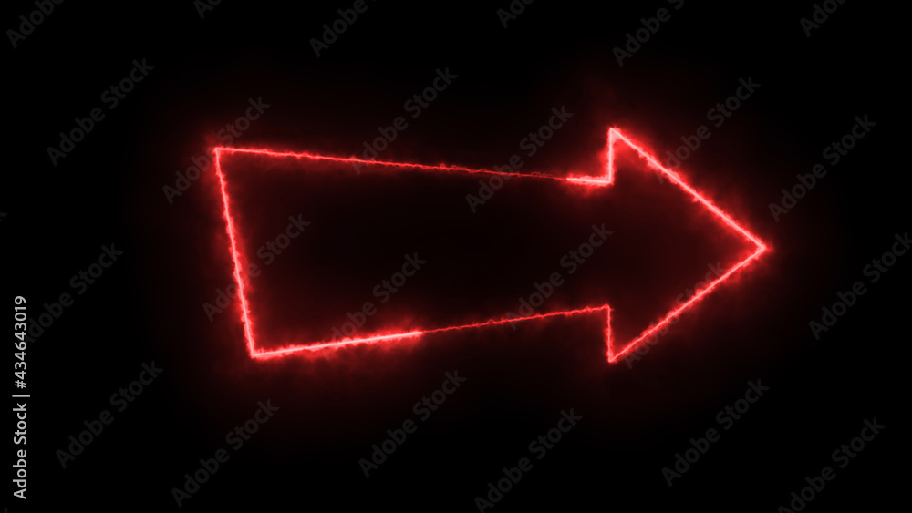 3D rendering glow effects of an arrow outline on a black background. Neon design elements 3D rendering glow effects of an arrow outline on a black background. Neon design elements