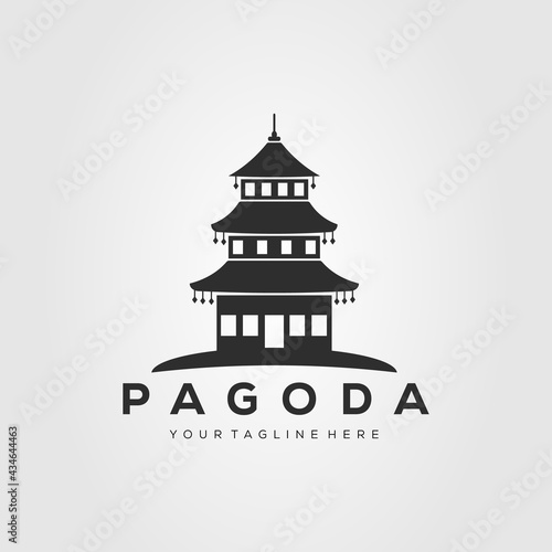Silhouette pagoda temple logo vector illustration design