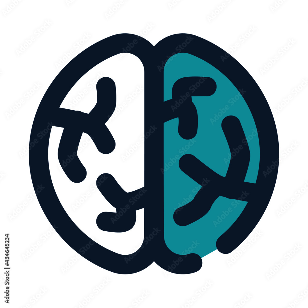 icon brain using filled line style and blue color icon brain using filled line style and blue color