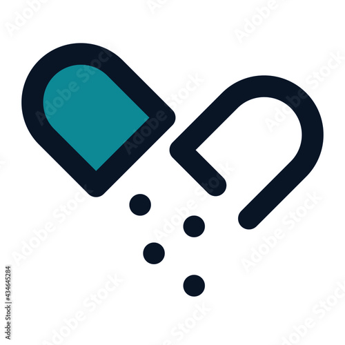 icon powder capsule using filled line style and blue color