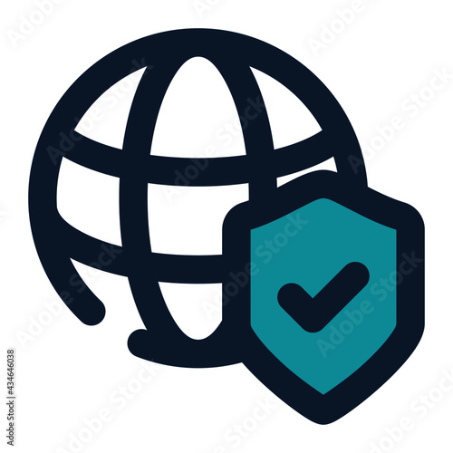 icon internet protection using filled line style and blue color