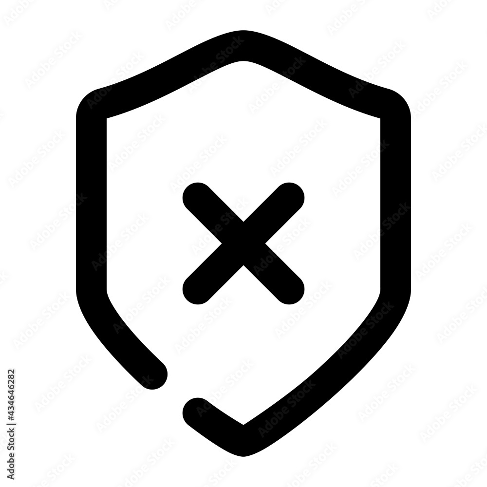 Obraz premium icon shield error for protection using line style
