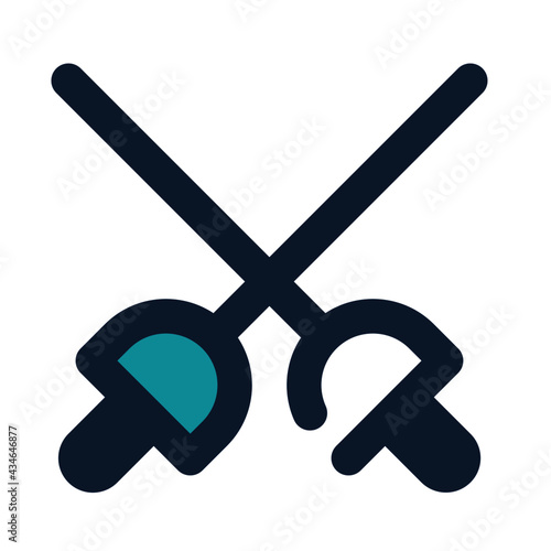 icon fencing sabre using filled line style and blue color
