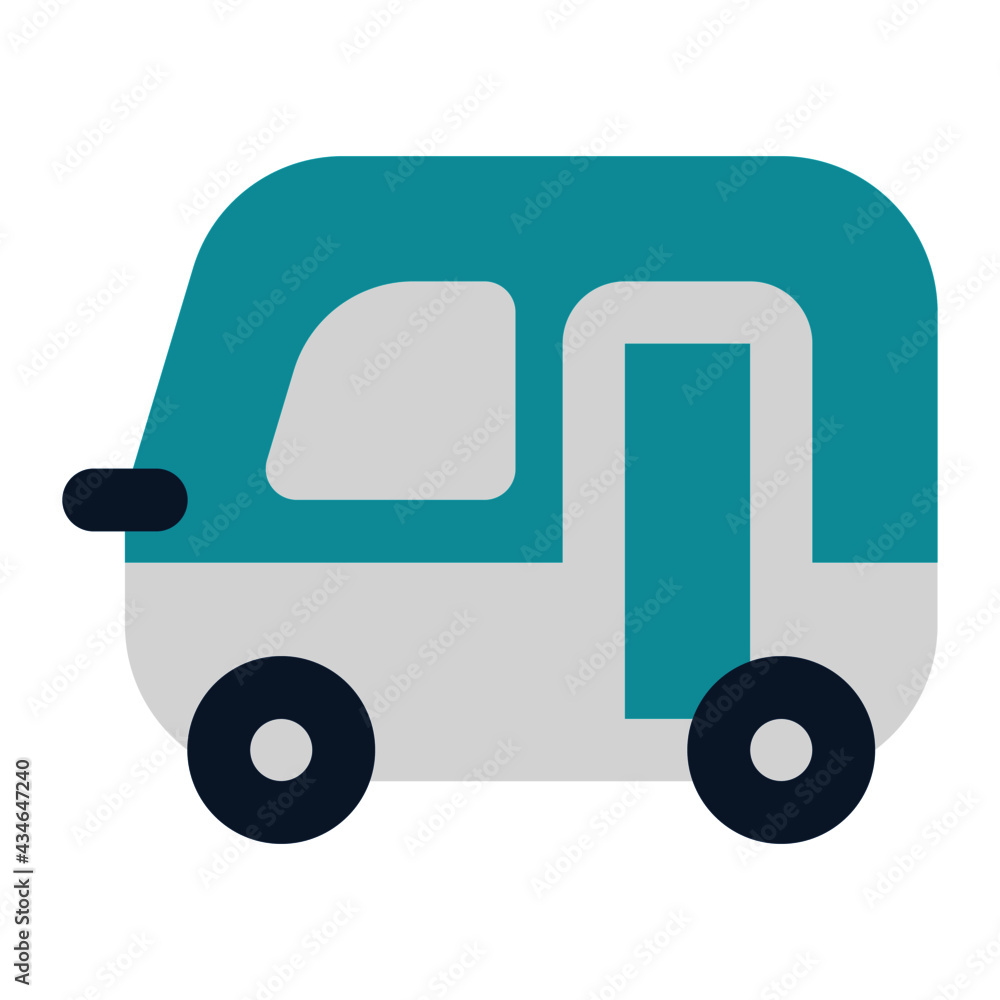 icon caravan using flat style and blue color dominate